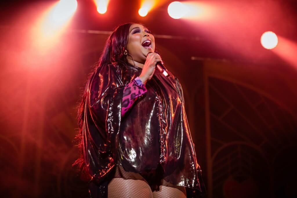 Lizzo performing in Amsterdam