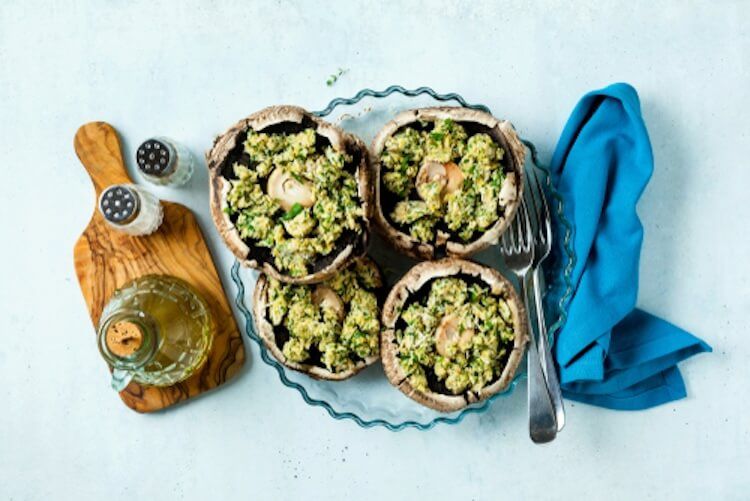 delicious arugula pesto-stuffed mushrooms recipe
