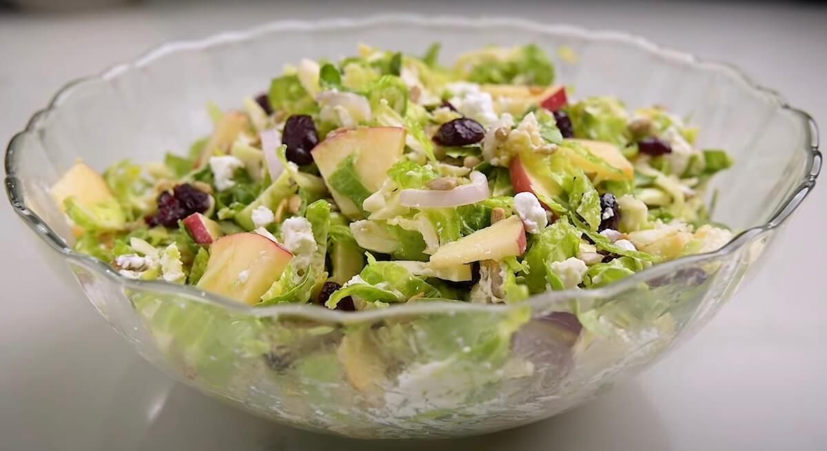 healthy holiday meal- agave dijon vegan brussel sprout salad