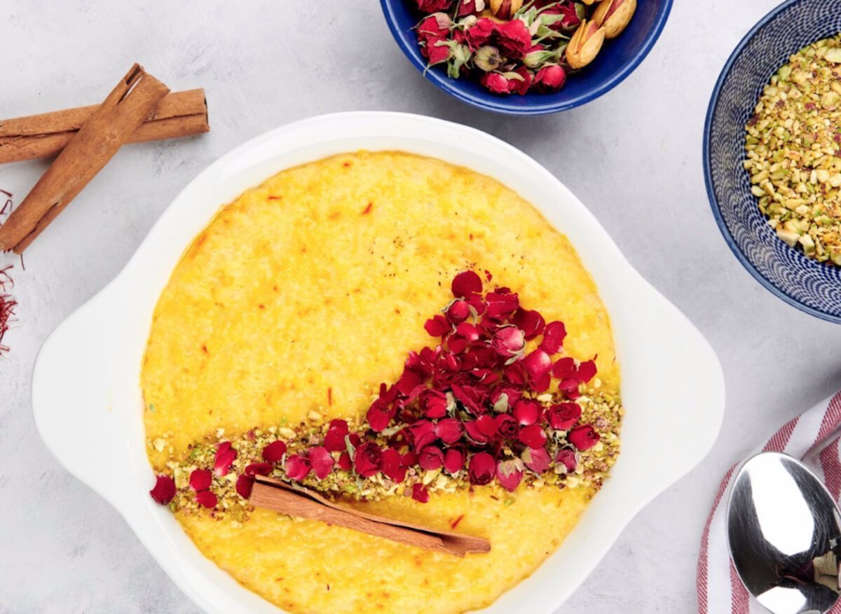 vegan saffron rice pudding — sholehe zard